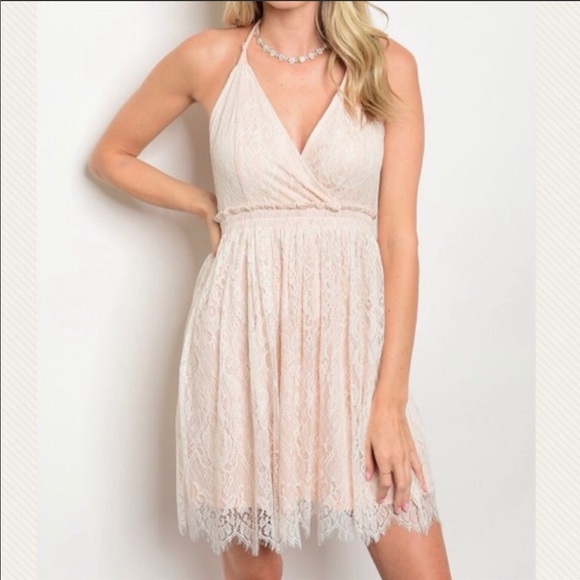 NEW! Blush Lace Overlay Dress - Picture 3 of 5